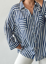 Blue & White Striped Top