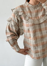 Cotton Linen Checkerd Top