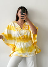 Yellow Tie-Dye Kaftan Top