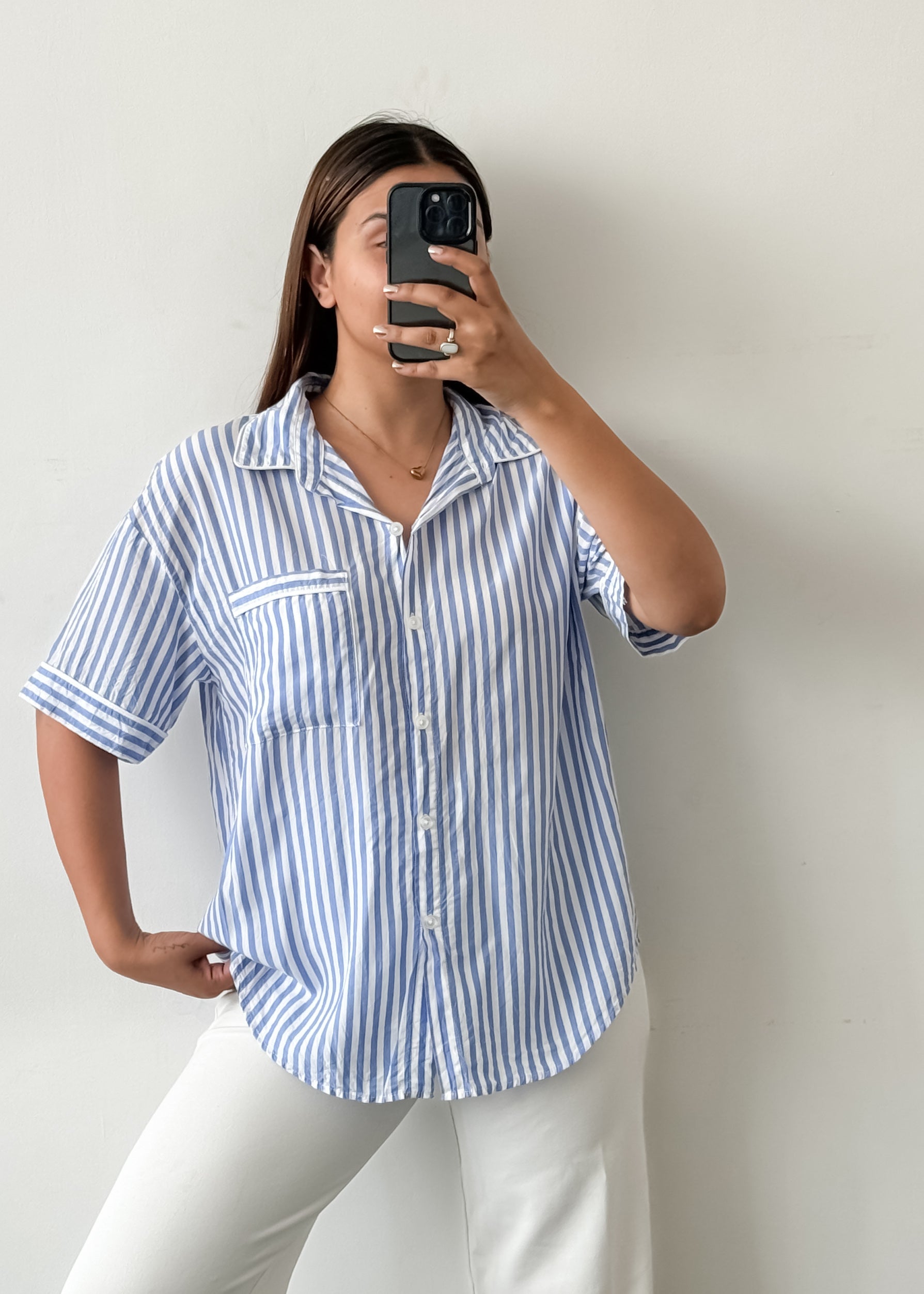 Blue Striped Cotton Shirt