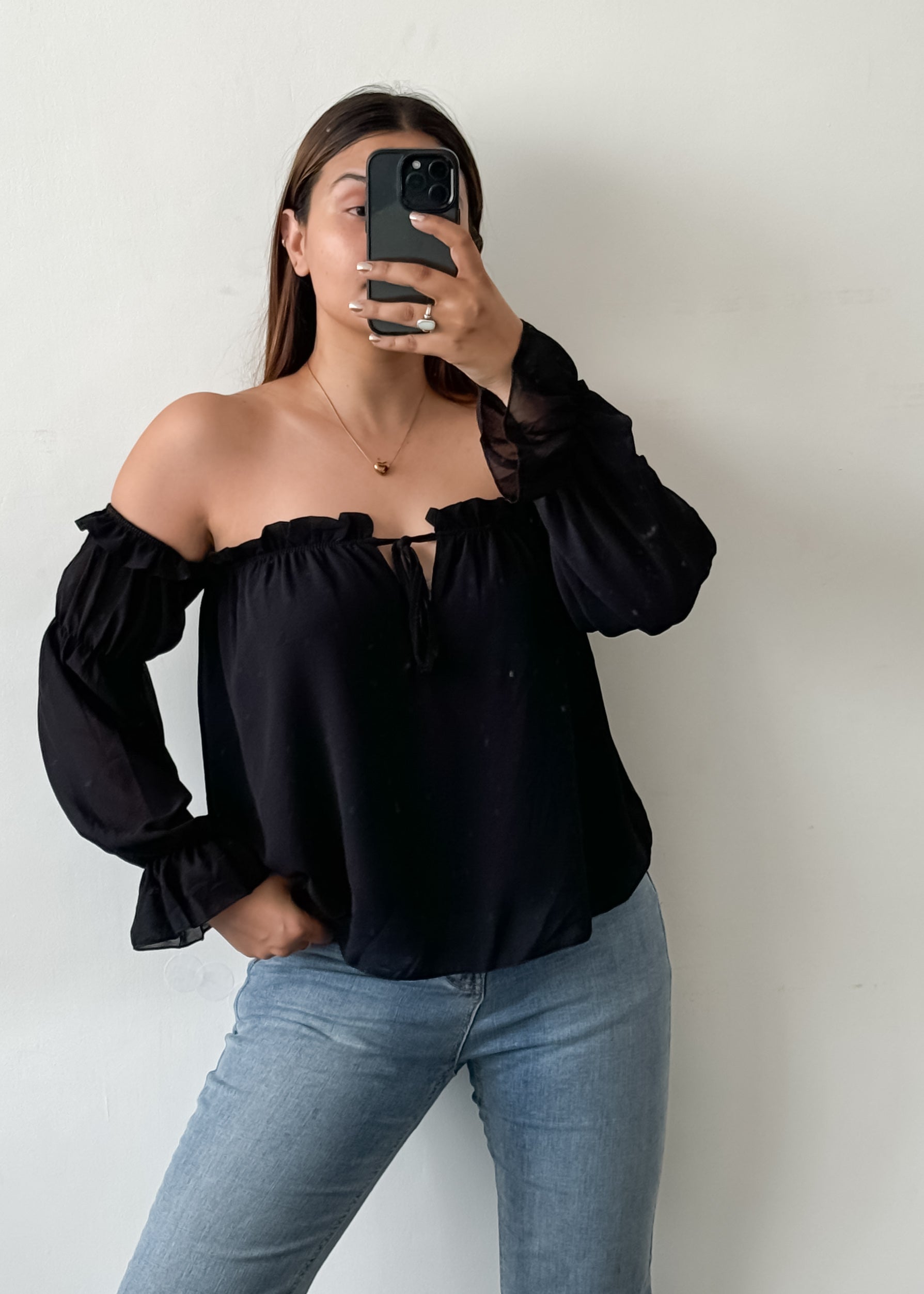 Pretty Black Off Shoulder Top