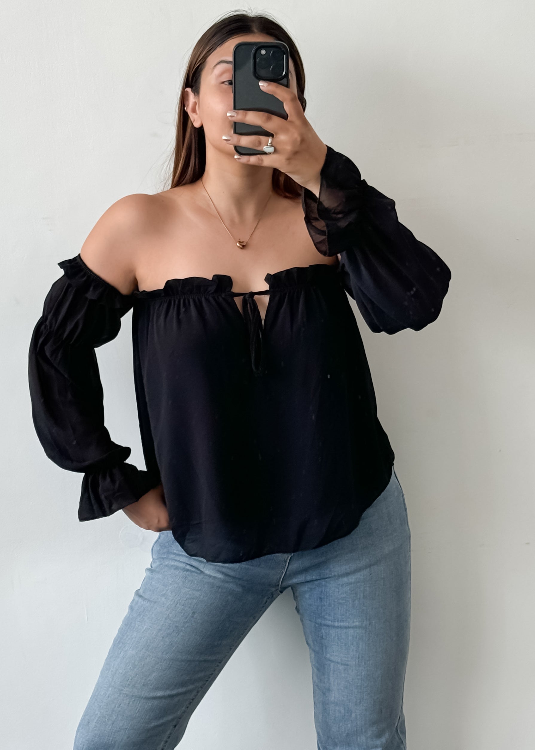 Pretty Black Off Shoulder Top